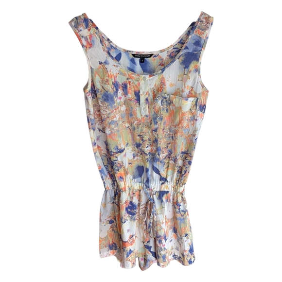 Walter Baker Floral Sleeveless Romper Shorts With Waist Tie S - Picture 1 of 6